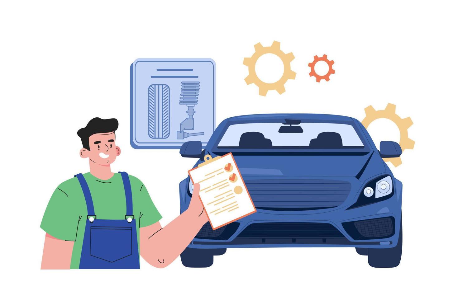 auto diagnostiek test illustratie concept Aan wit achtergrond vector