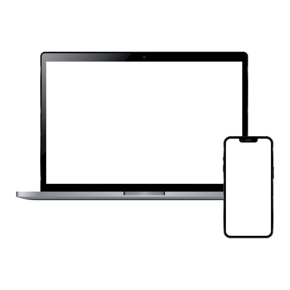 realistisch laptop met smartphone vector