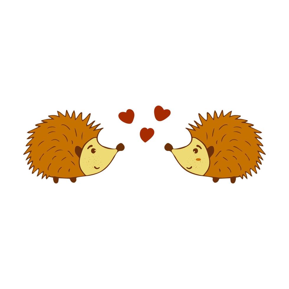 twee schattig egels in liefde kleurrijk illustratie vector