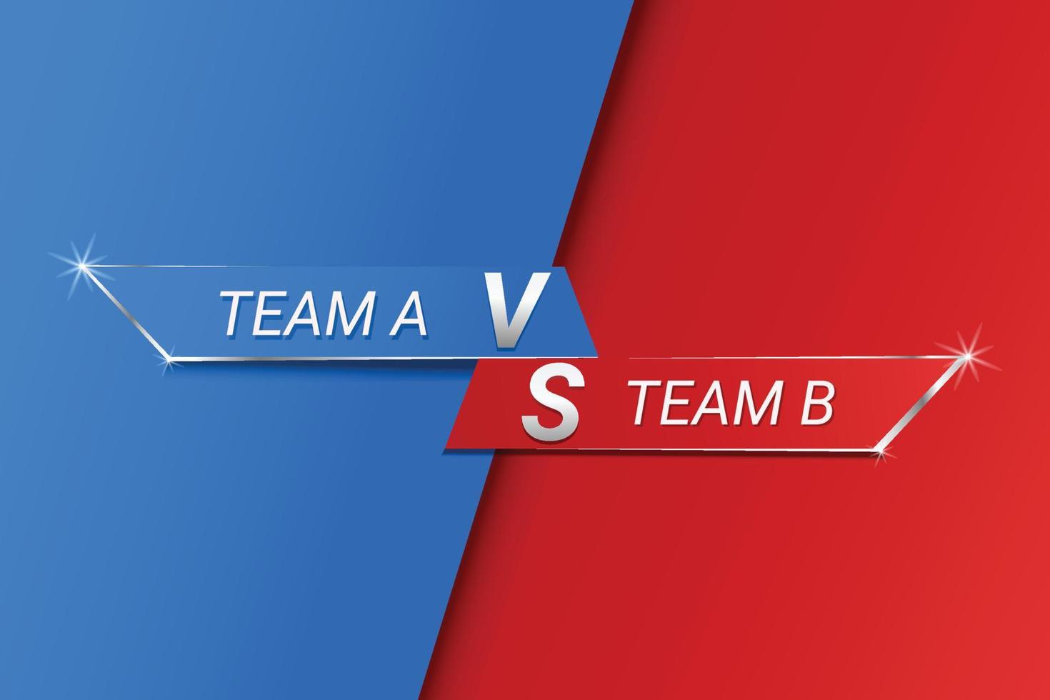 vs sport strijd lager team een vs team b met rood en blauw achtergrond vector sjabloon illustratie.