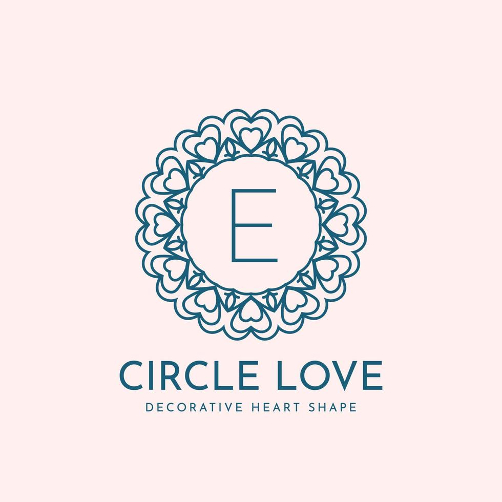 brief e cirkel liefde decoratie vector logo ontwerp