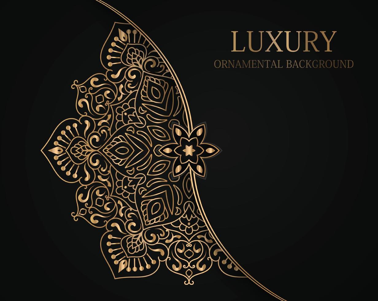 luxe sier- mandala ontwerp achtergrond in goud kleur en zwart achtergrond. vector