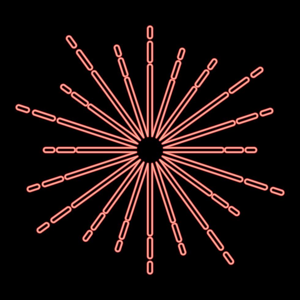 neon zonnestraal vuurwerk stralen radiaal straal straal lijnen fonkeling glazuur gloed starburst concentrisch straling lijnen rood kleur vector illustratie beeld vlak stijl