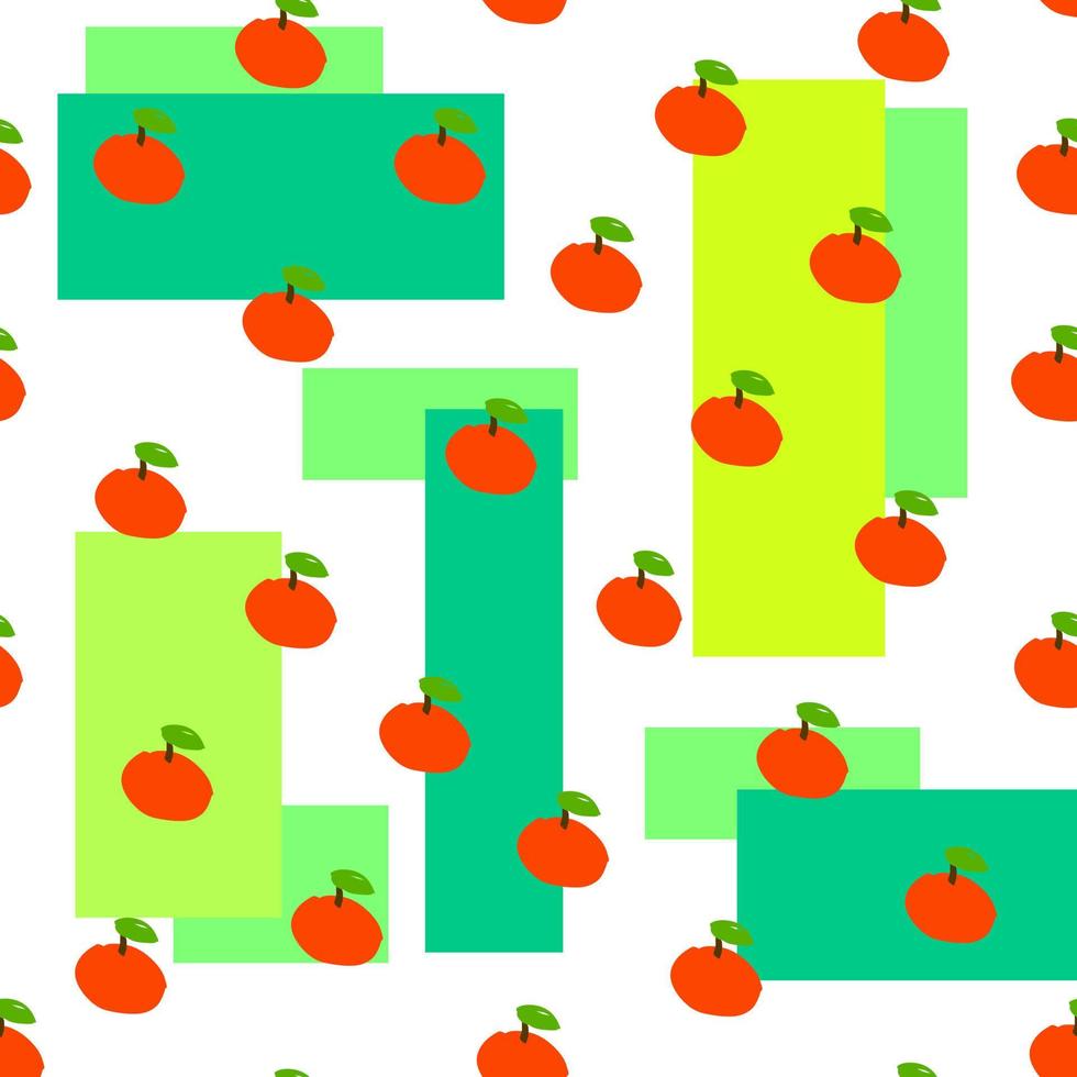 abstract naadloos patroon met appels en meetkundig vormen, hand- getrokken voorjaar patroon, zomer illustratie, voor het drukken omhulsel papier, omslag, verpakking, positief stemming, vers fruit textuur, achtergrond vector