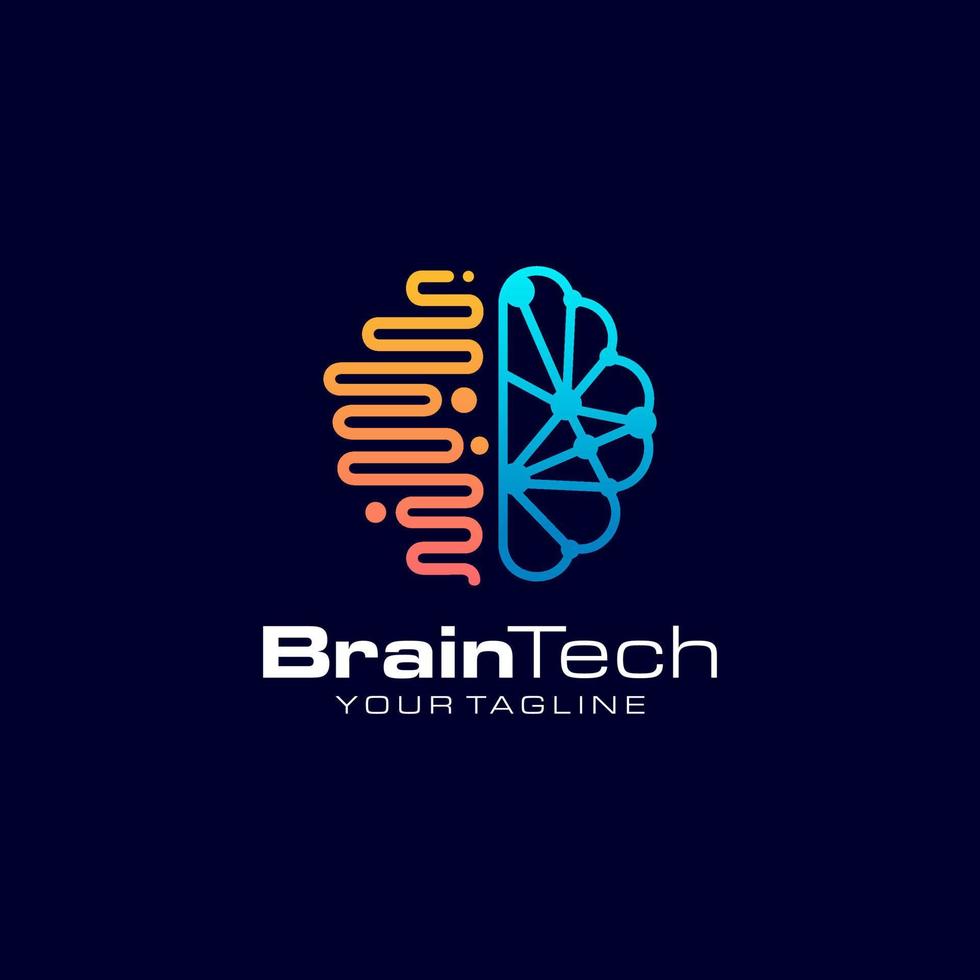 brain tech logo vector