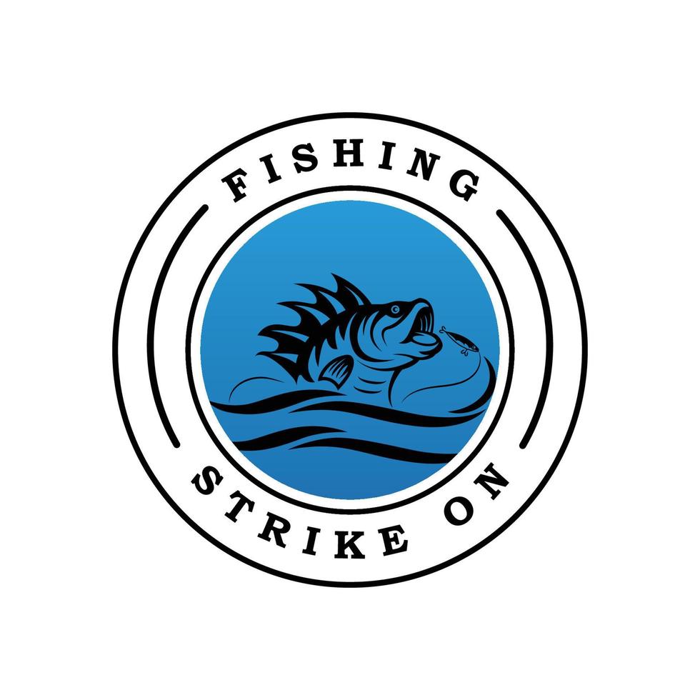 visvangst logo vector met leuze sjabloon