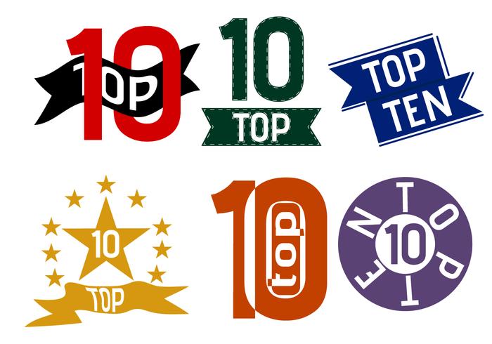 vlakke top 10 icoon vector