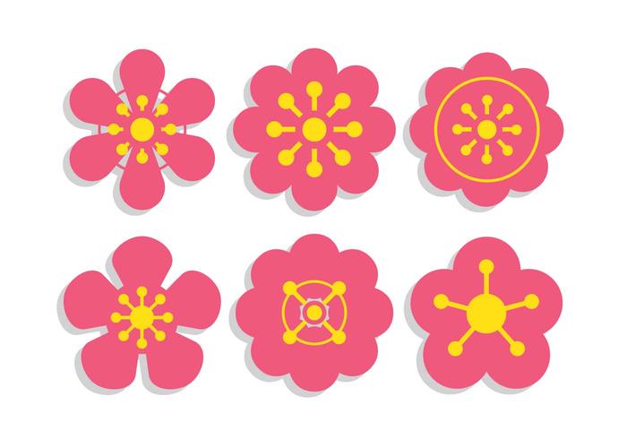 Pruim bloesem vector set