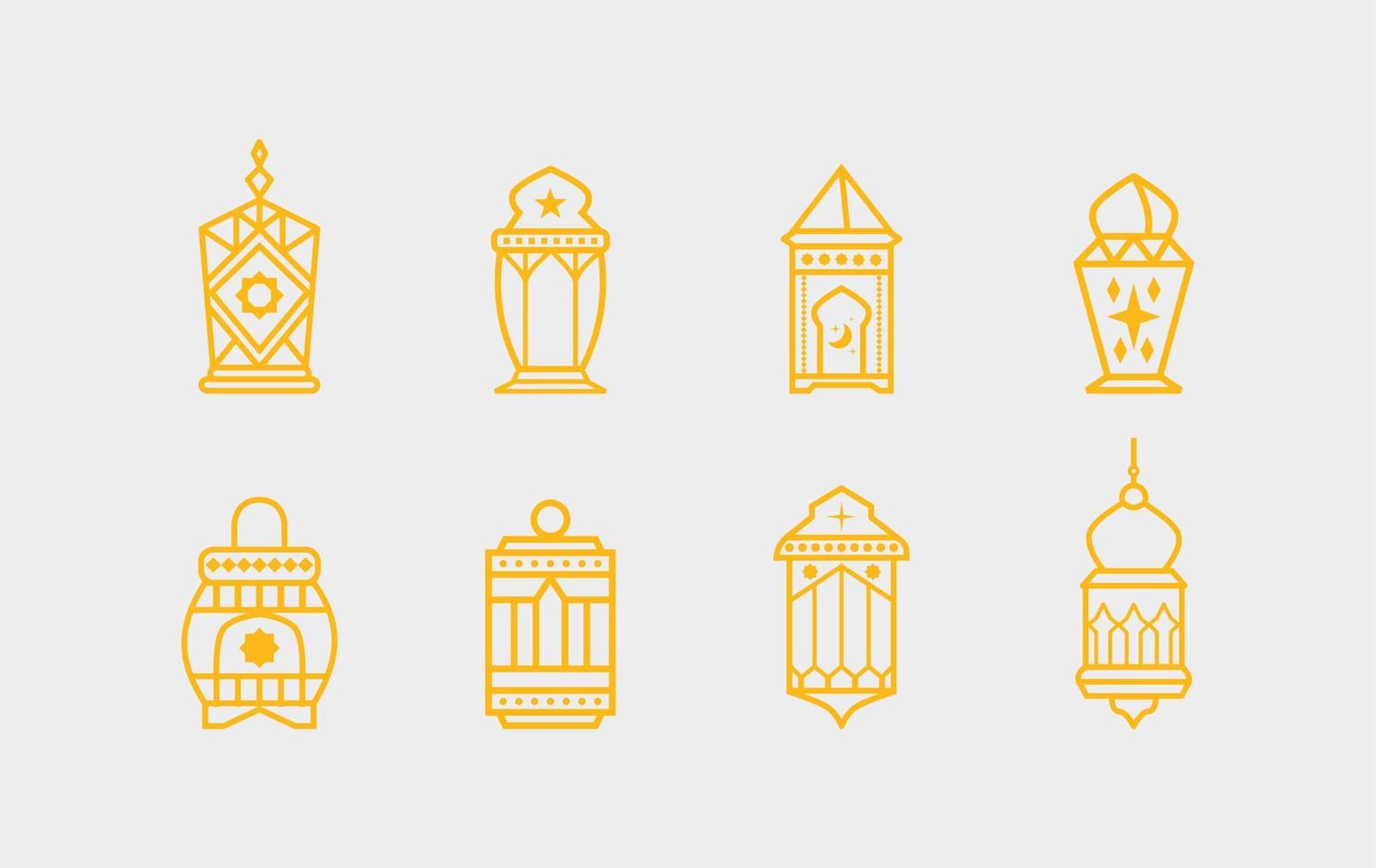 Arabisch decoratief lampen verzameling. Ramadan goud lantaarn icoon. vector