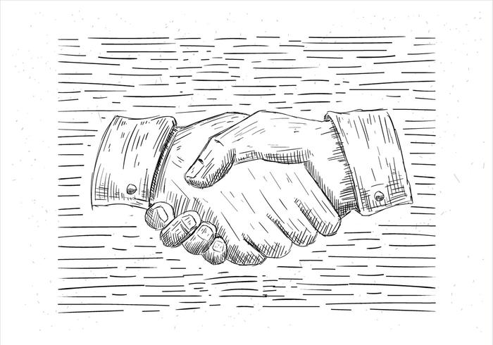 Vrije Hand getekende Vector Hand Shake Illustratie