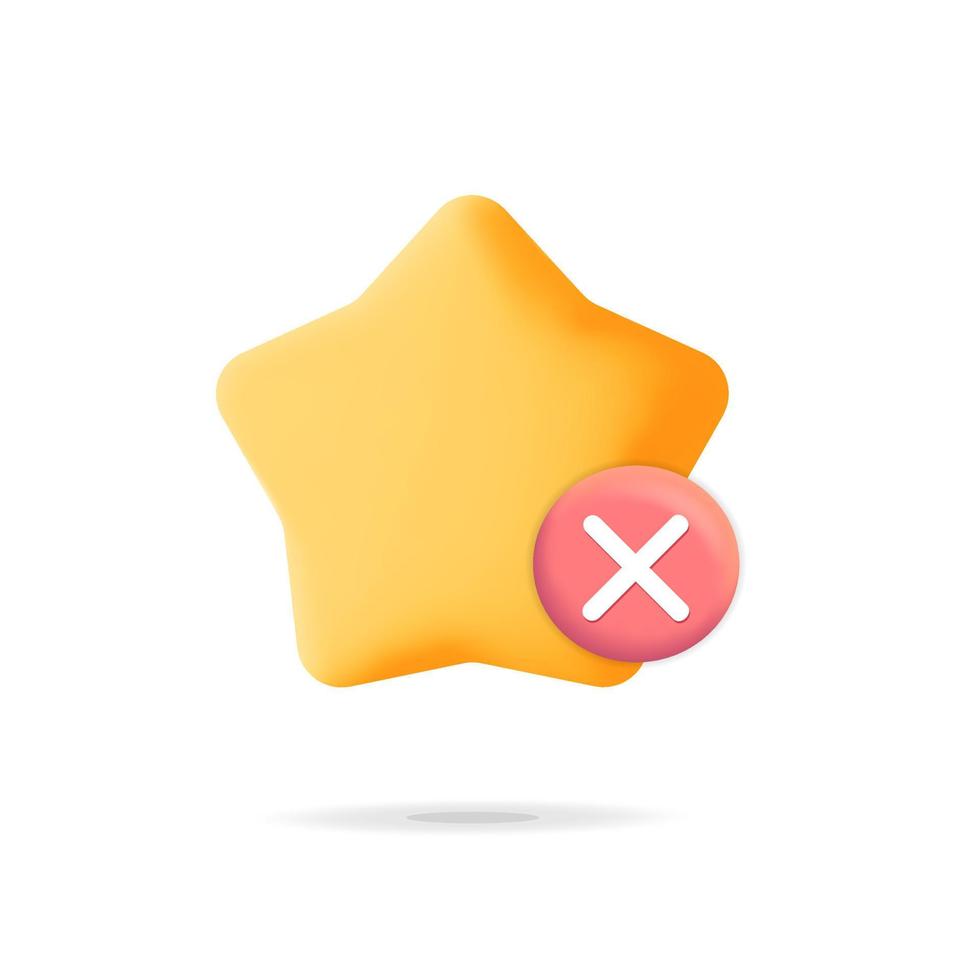 3d vector realistisch geven favoriete symbool bladwijzer teken geel ster icoon met rood annuleren Mark pictogram