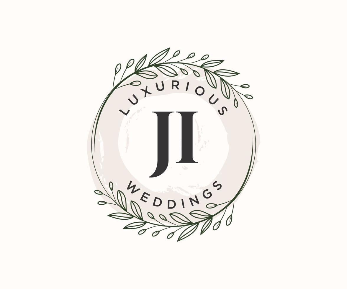 ji initialen brief bruiloft monogram logos sjabloon, hand- getrokken modern minimalistisch en bloemen Sjablonen voor uitnodiging kaarten, opslaan de datum, elegant identiteit. vector