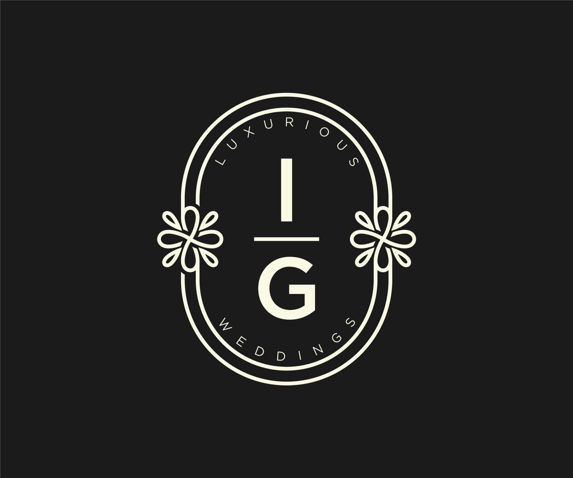 ig initialen brief bruiloft monogram logos sjabloon, hand- getrokken modern minimalistisch en bloemen Sjablonen voor uitnodiging kaarten, opslaan de datum, elegant identiteit. vector