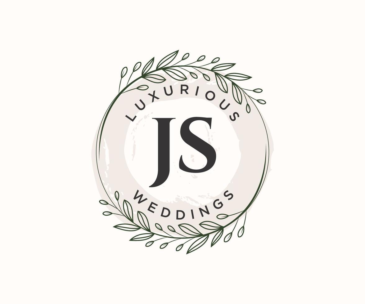 js initialen brief bruiloft monogram logos sjabloon, hand- getrokken modern minimalistisch en bloemen Sjablonen voor uitnodiging kaarten, opslaan de datum, elegant identiteit. vector