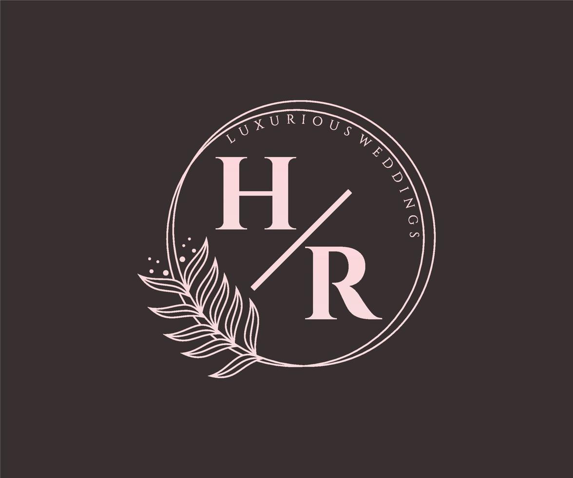 hr initialen brief bruiloft monogram logos sjabloon, hand- getrokken modern minimalistisch en bloemen Sjablonen voor uitnodiging kaarten, opslaan de datum, elegant identiteit. vector