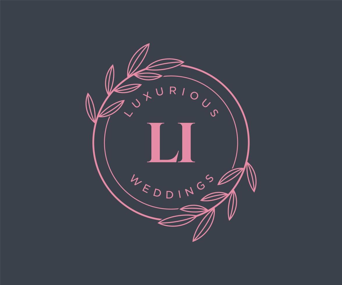 li initialen brief bruiloft monogram logos sjabloon, hand- getrokken modern minimalistisch en bloemen Sjablonen voor uitnodiging kaarten, opslaan de datum, elegant identiteit. vector