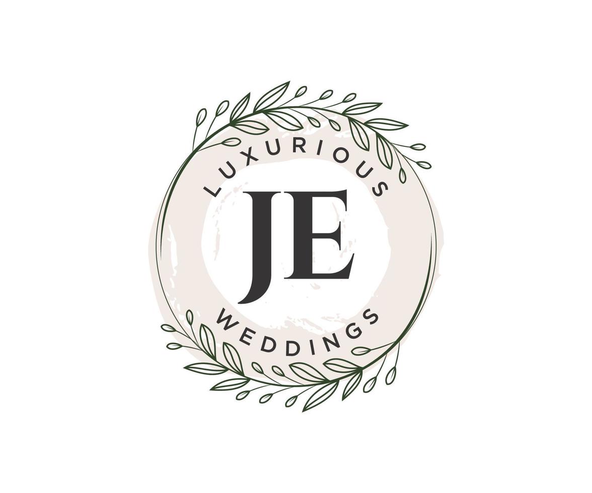 je initialen brief bruiloft monogram logos sjabloon, hand- getrokken modern minimalistisch en bloemen Sjablonen voor uitnodiging kaarten, opslaan de datum, elegant identiteit. vector