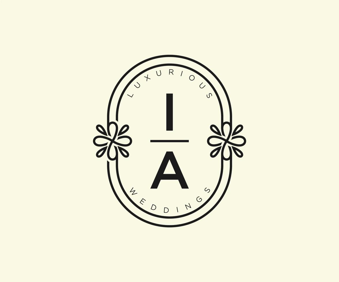 IA initialen brief bruiloft monogram logos sjabloon, hand- getrokken modern minimalistisch en bloemen Sjablonen voor uitnodiging kaarten, opslaan de datum, elegant identiteit. vector