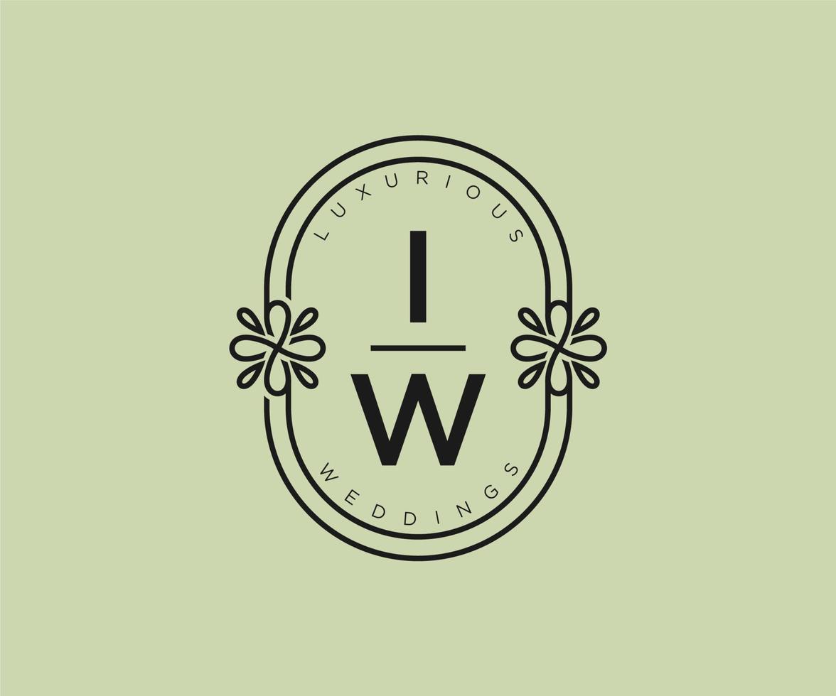 iw initialen brief bruiloft monogram logos sjabloon, hand- getrokken modern minimalistisch en bloemen Sjablonen voor uitnodiging kaarten, opslaan de datum, elegant identiteit. vector