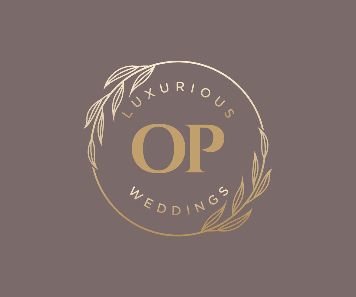 op initialen brief bruiloft monogram logos sjabloon, hand- getrokken modern minimalistisch en bloemen Sjablonen voor uitnodiging kaarten, opslaan de datum, elegant identiteit. vector