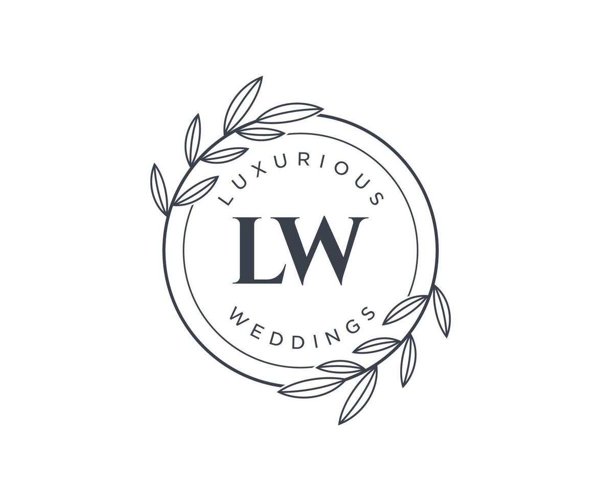 lw initialen brief bruiloft monogram logos sjabloon, hand- getrokken modern minimalistisch en bloemen Sjablonen voor uitnodiging kaarten, opslaan de datum, elegant identiteit. vector