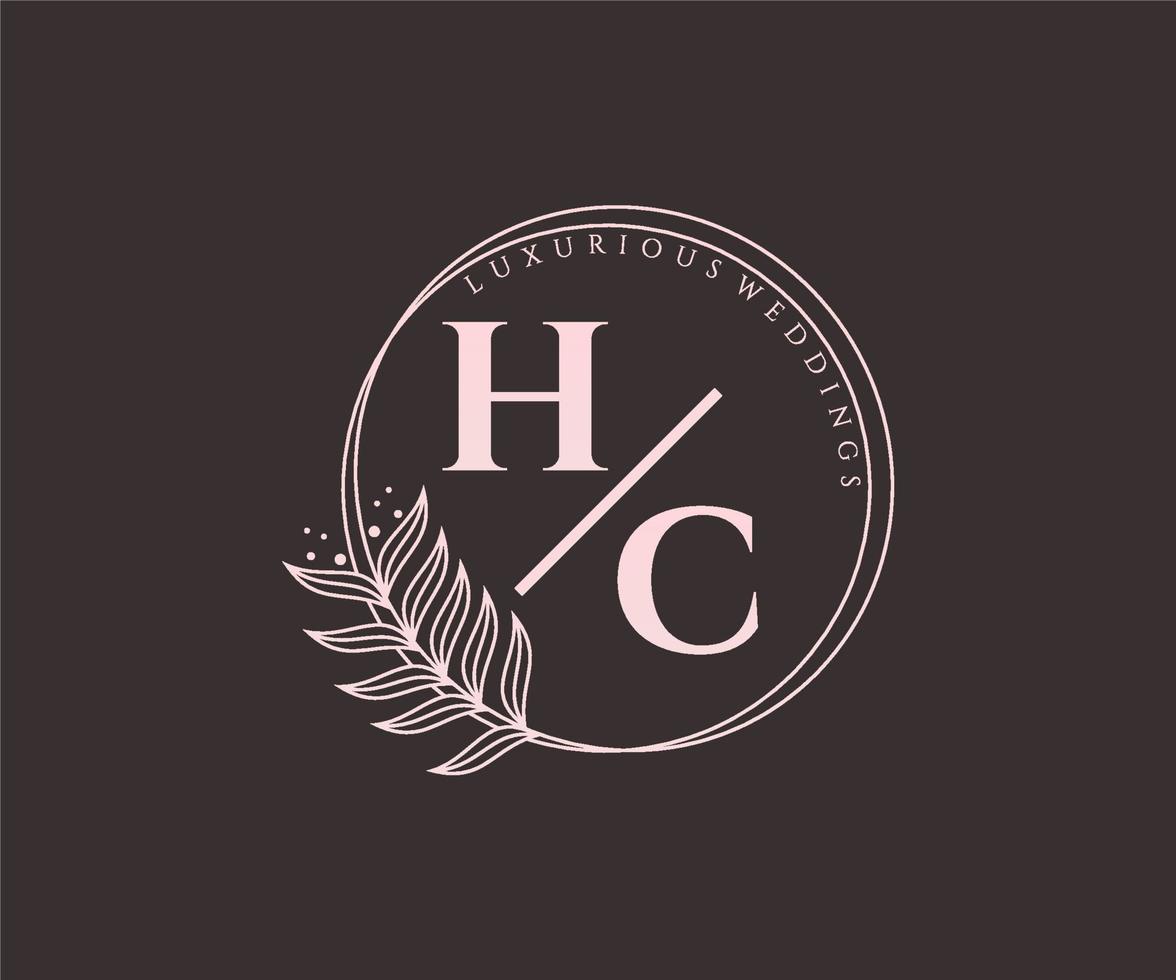 hc initialen brief bruiloft monogram logos sjabloon, hand- getrokken modern minimalistisch en bloemen Sjablonen voor uitnodiging kaarten, opslaan de datum, elegant identiteit. vector