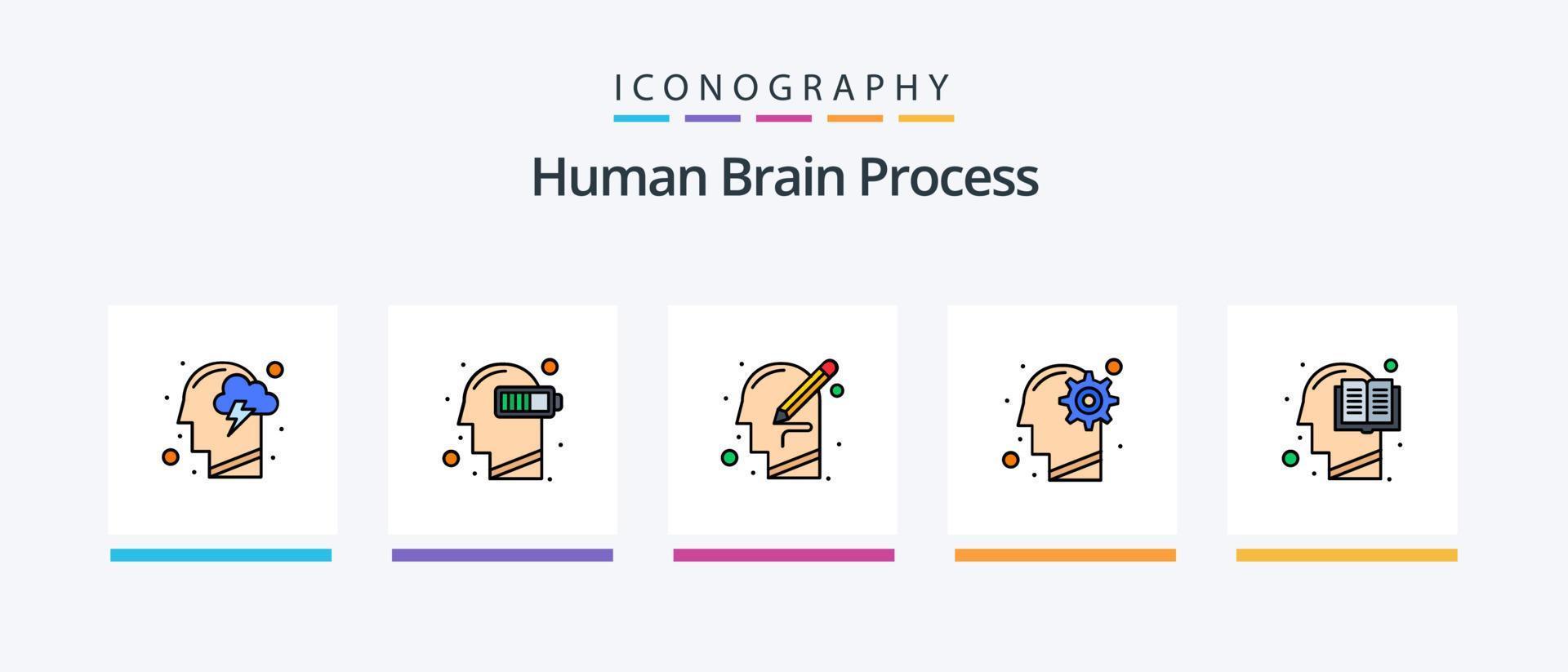 menselijk hersenen werkwijze lijn gevulde 5 icoon pak inclusief analyse. verstand. idee. menselijk. communicatie. creatief pictogrammen ontwerp vector