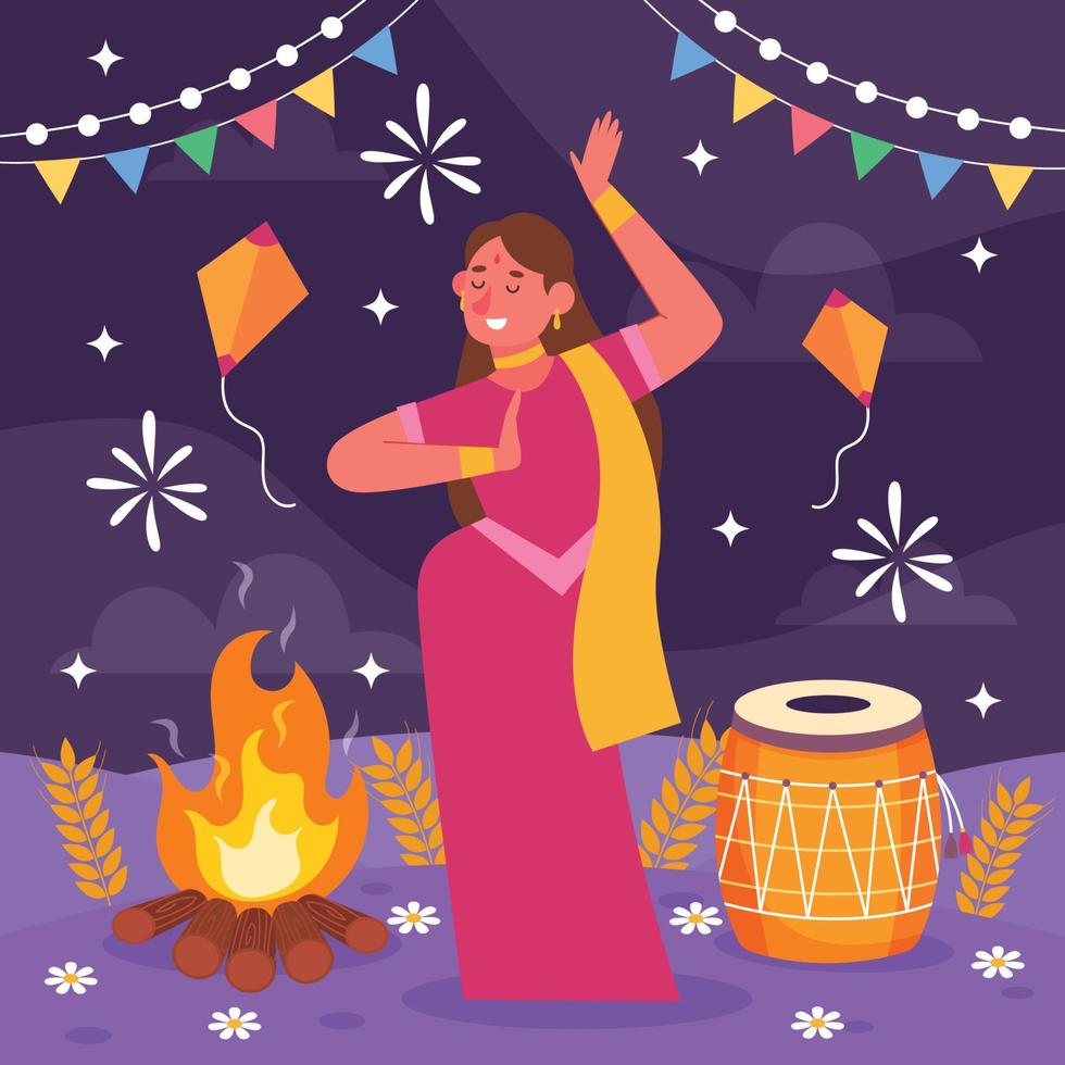 dansen Bij lohri festival vector