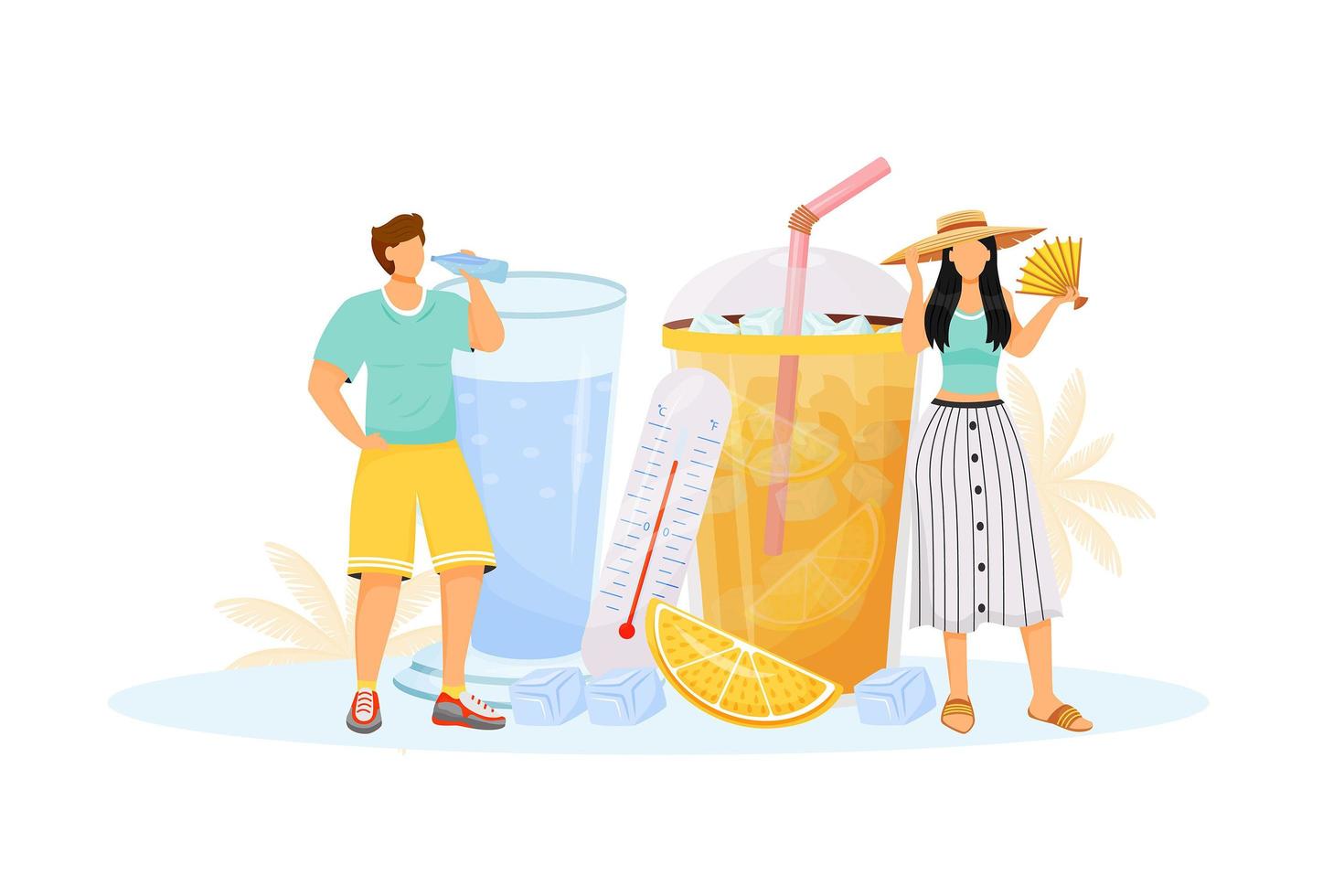 mensen die zomerdrankjes drinken vector