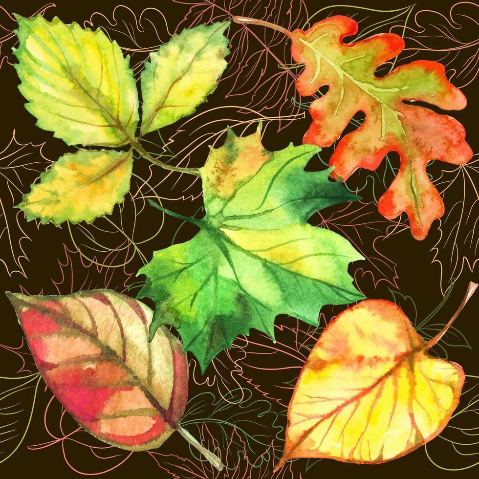 naadloze patroon met herfstbladeren vector
