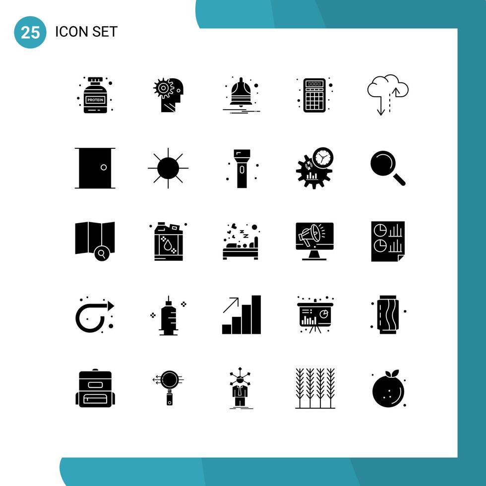 25 universeel solide glyph tekens symbolen van onderwijs rekenmachine persoonlijk accounting informeren bewerkbare vector ontwerp elementen