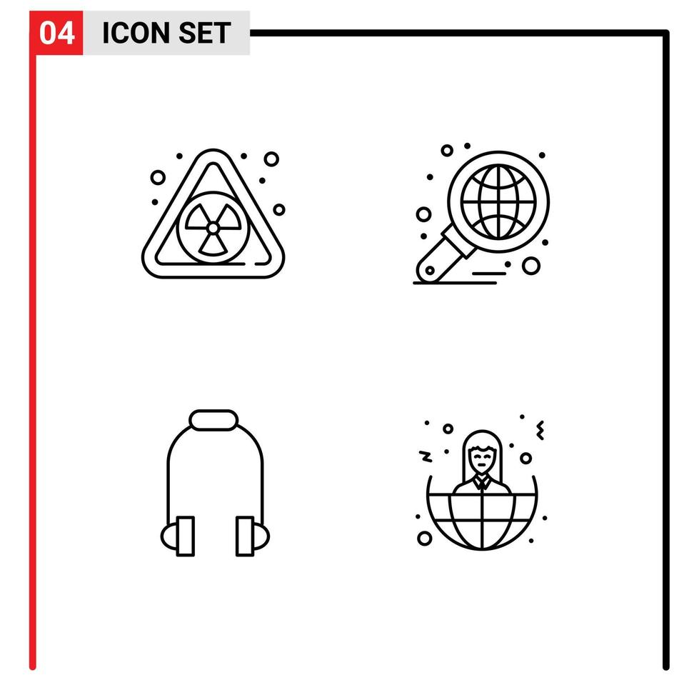 lijn pak van 4 universeel symbolen van nucleair oortelefoon analyse diagram muziek- bewerkbare vector ontwerp elementen