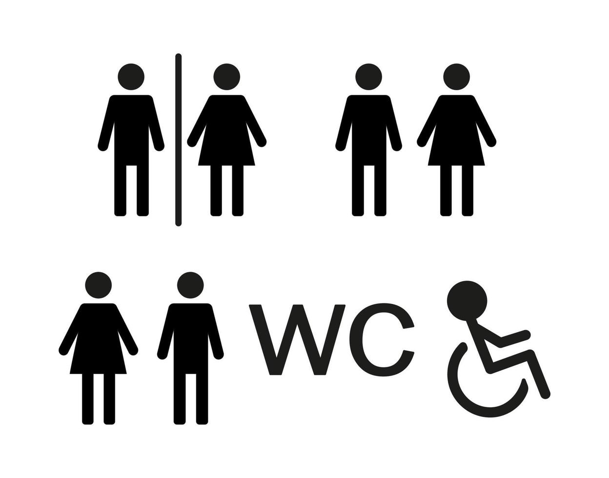 wc bewegwijzering vector illustratie pictogrammen. toilet mannetje en vrouw geslacht tekens