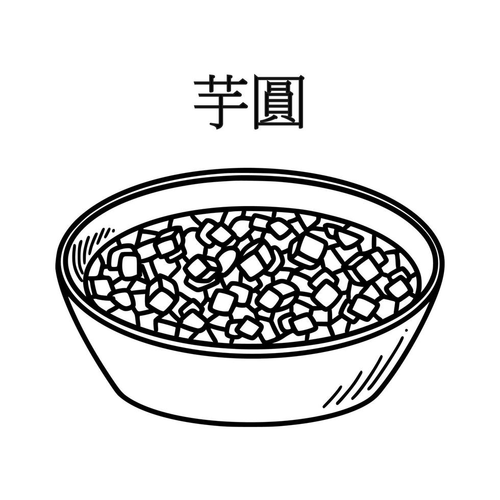 vertaling van Chinese taro bal. Chinese nieuw jaar taro ballen toetje vector illustratie in tekening stijl.