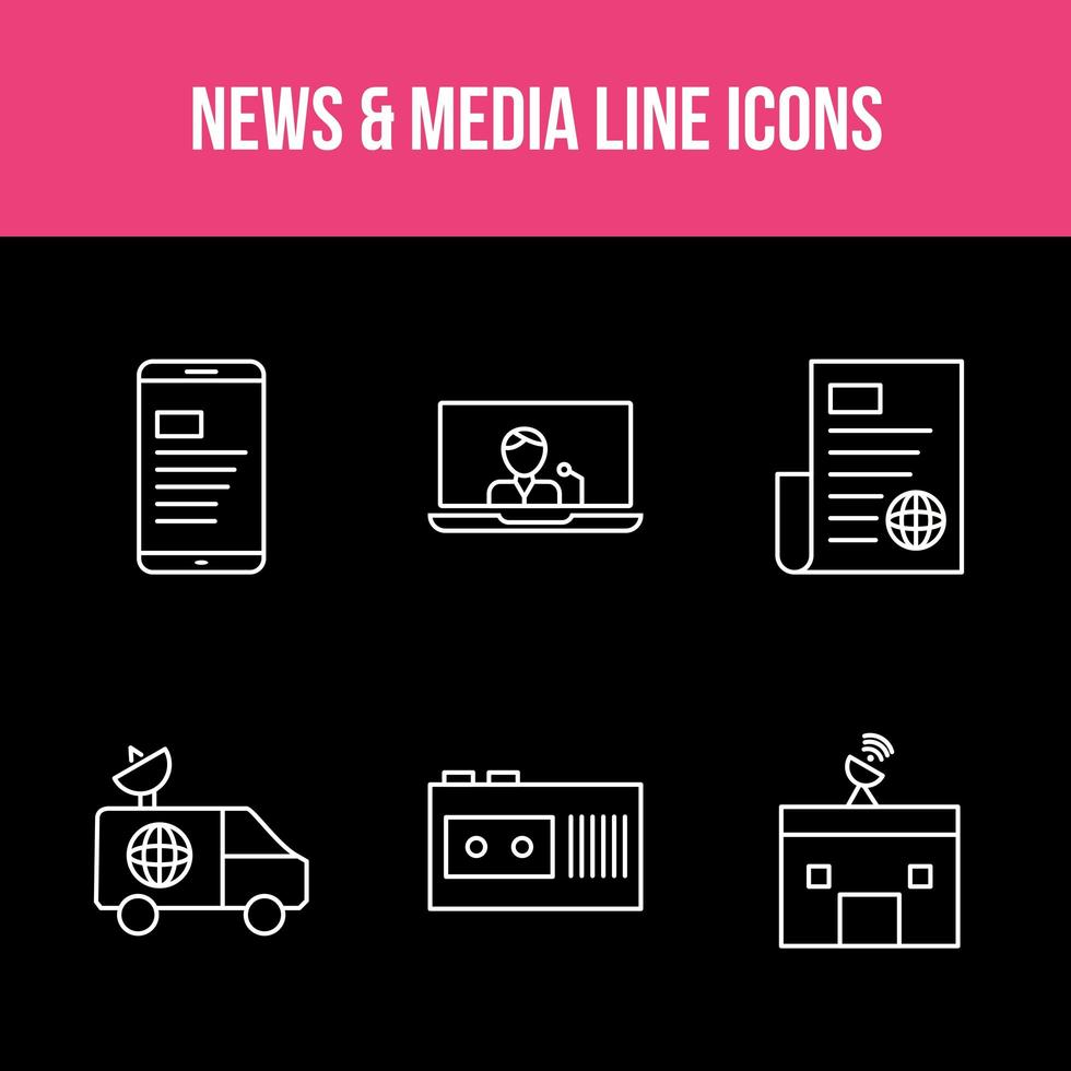 unieke nieuws- en media-app-set vector