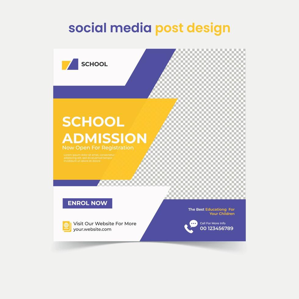 school- toelating test sociaal media post ontwerp sjabloon vector