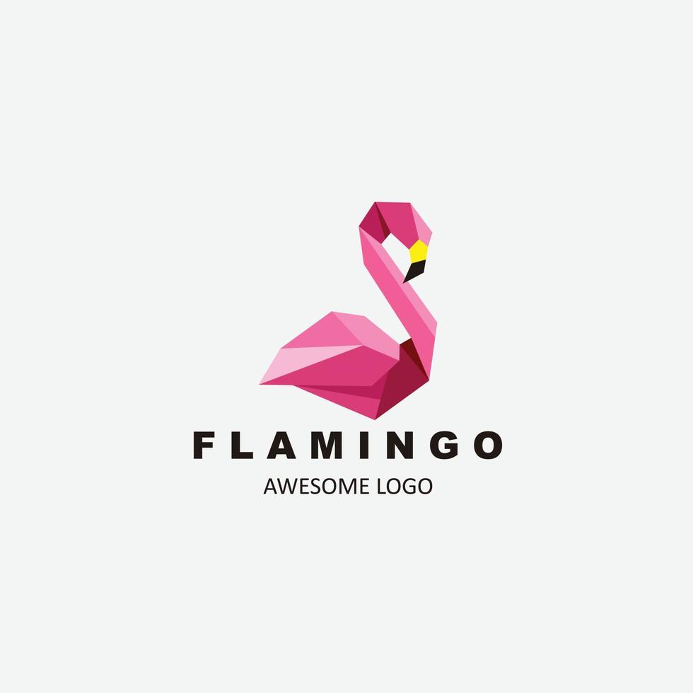 origami flamingo ontwerp vector logo kleur icoon