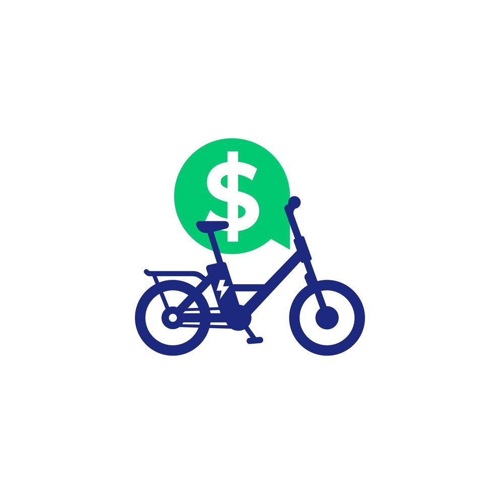 huur elektrische fiets pictogram op wit vector