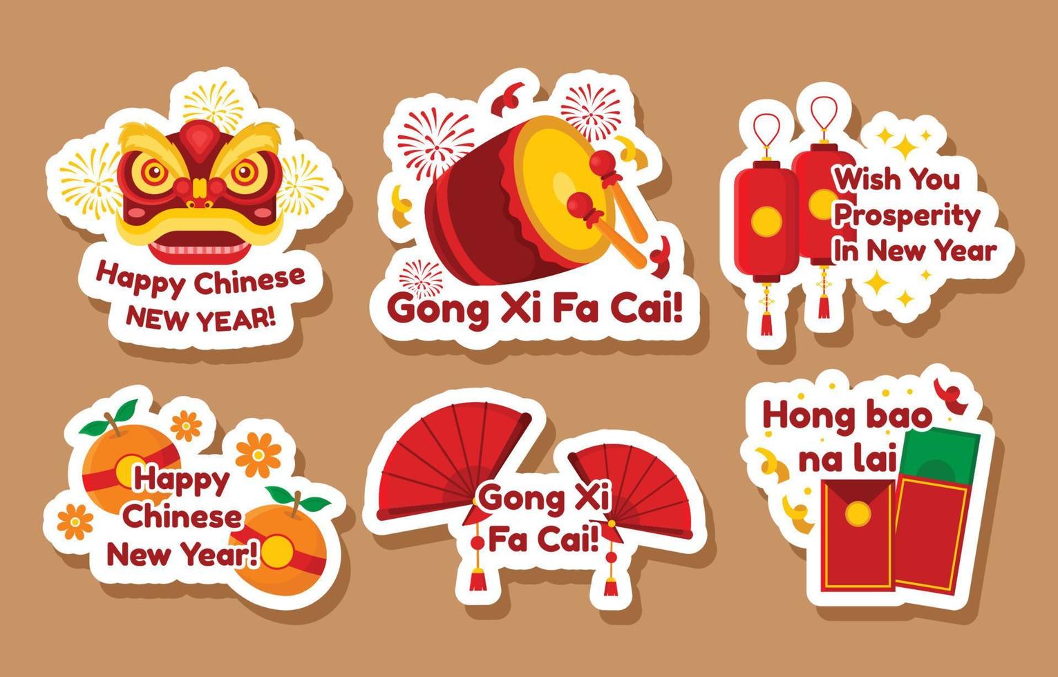 reeks van Chinese nieuw jaar babbelen element stickers vector