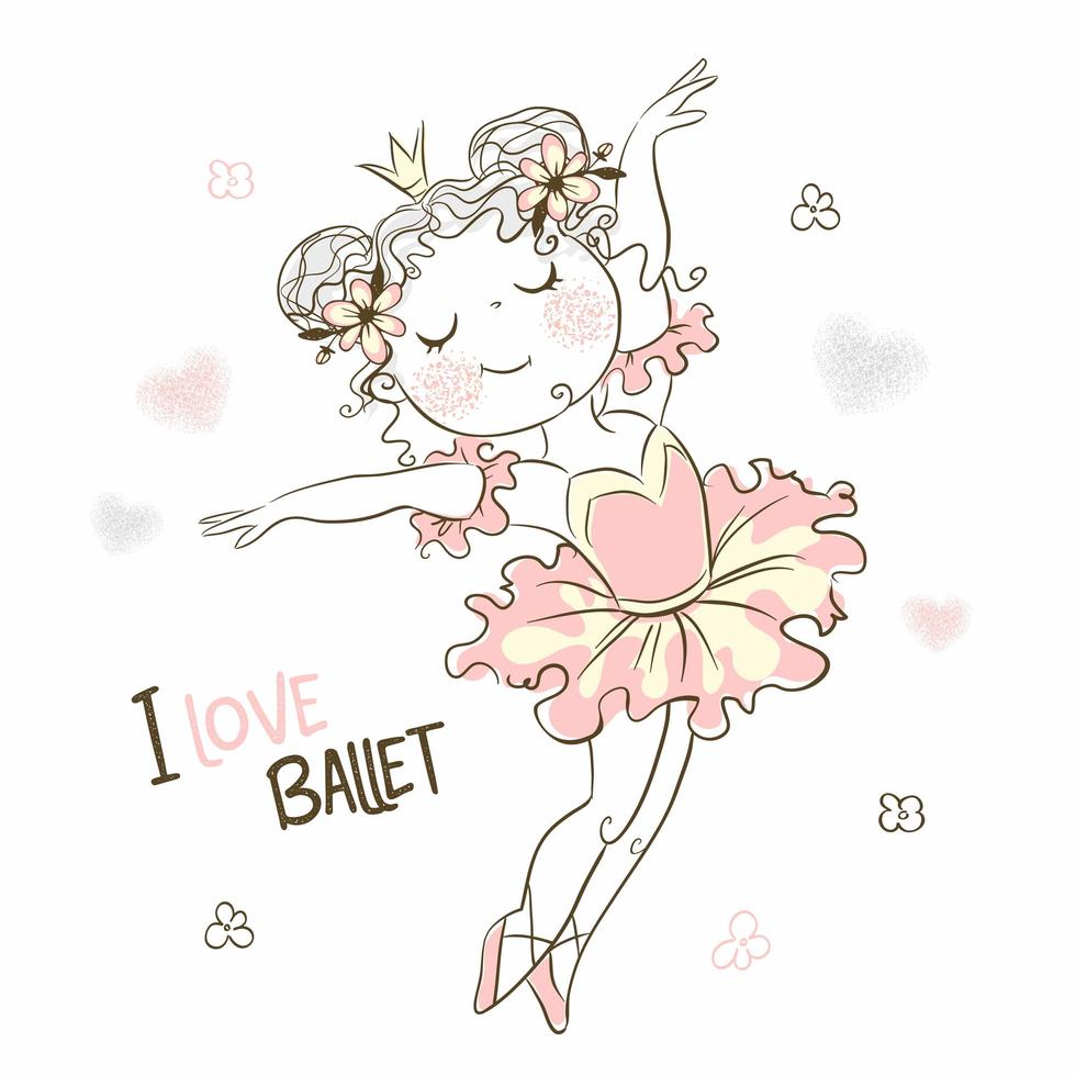 schattig klein ballerinameisje dat in roze tutu danst vector