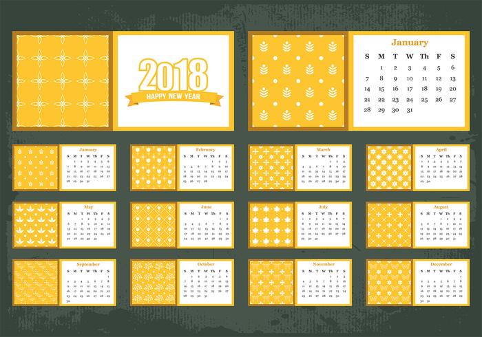 Vector sjabloon van afdrukbare maandelijkse kalender 2018