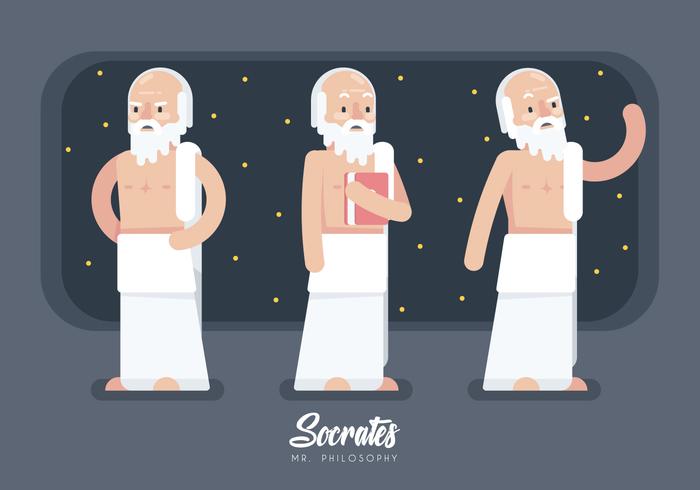 Socrates Karakter Cartoon Flat Vector Illustratie