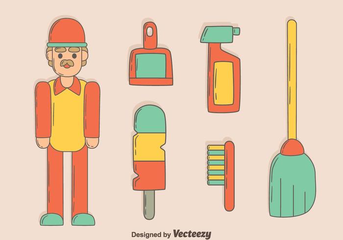 Handgetekende Caretaker Element Vector