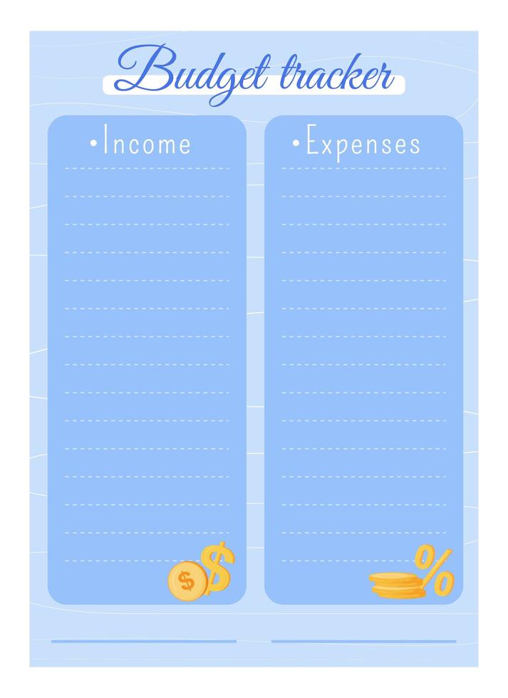 budget tracker creatief planner pagina-ontwerp vector