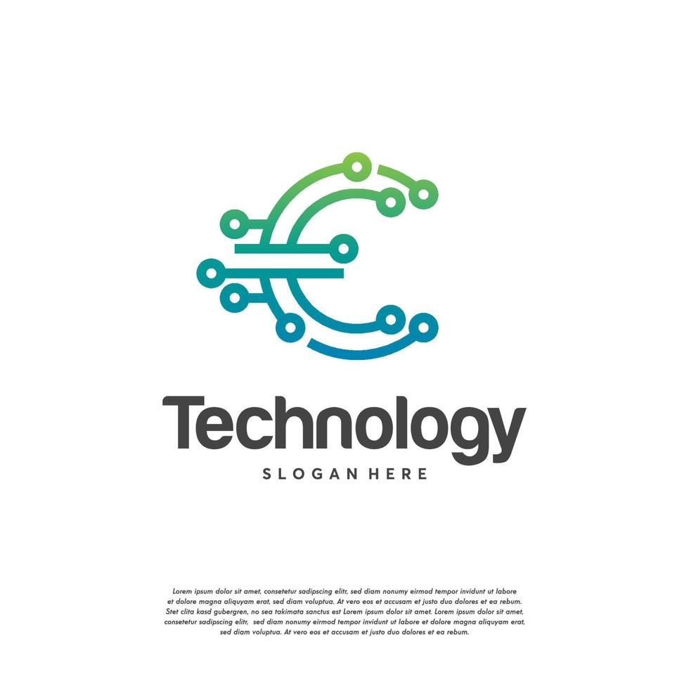 c pixel brief logo ontwerp sjabloon, pixel technologie logo symbool concept vector