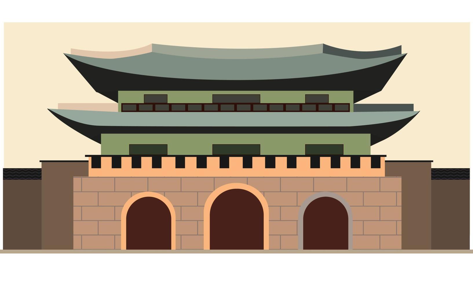 Hanok huis illustratie ontwerp, een concept van kleur illustratie van traditioneel Koreaans architectuur. de gebouw is gemaakt gebruik makend van neutrale kleur oplossingen. het drukken textiel en papier vector