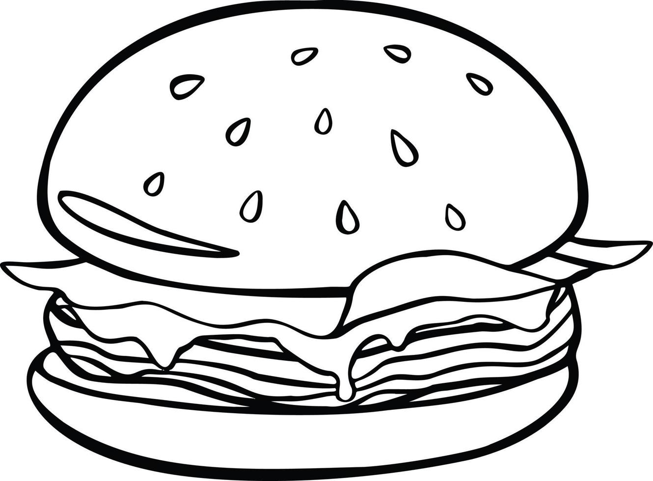 hand- getrokken tekening hamburger icoon. zwart schetsen. teken symbool. decoratie element. geïsoleerd Aan wit achtergrond. vlak ontwerp. vector illustratie. vector illustratie