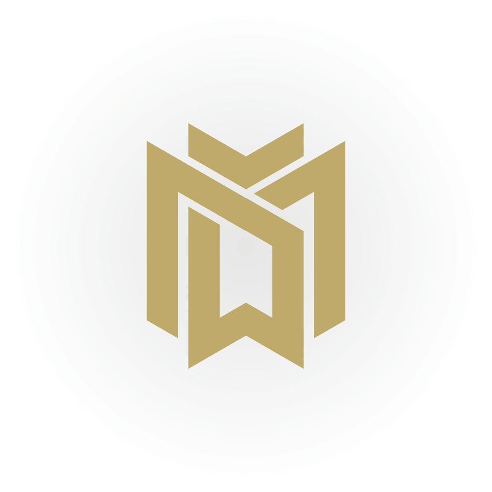 abstract eerste brief mw of wm logo in goud kleur geïsoleerd in wit achtergrond toegepast voor rijkdom beheer logo ook geschikt voor de merken of bedrijven hebben eerste naam wm of mw. vector