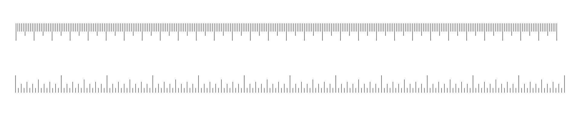 centimeter en ihch heerser balans set. horizontaal meten tabel met opmaak. afstand, hoogte of lengte meting gereedschap sjabloon vector