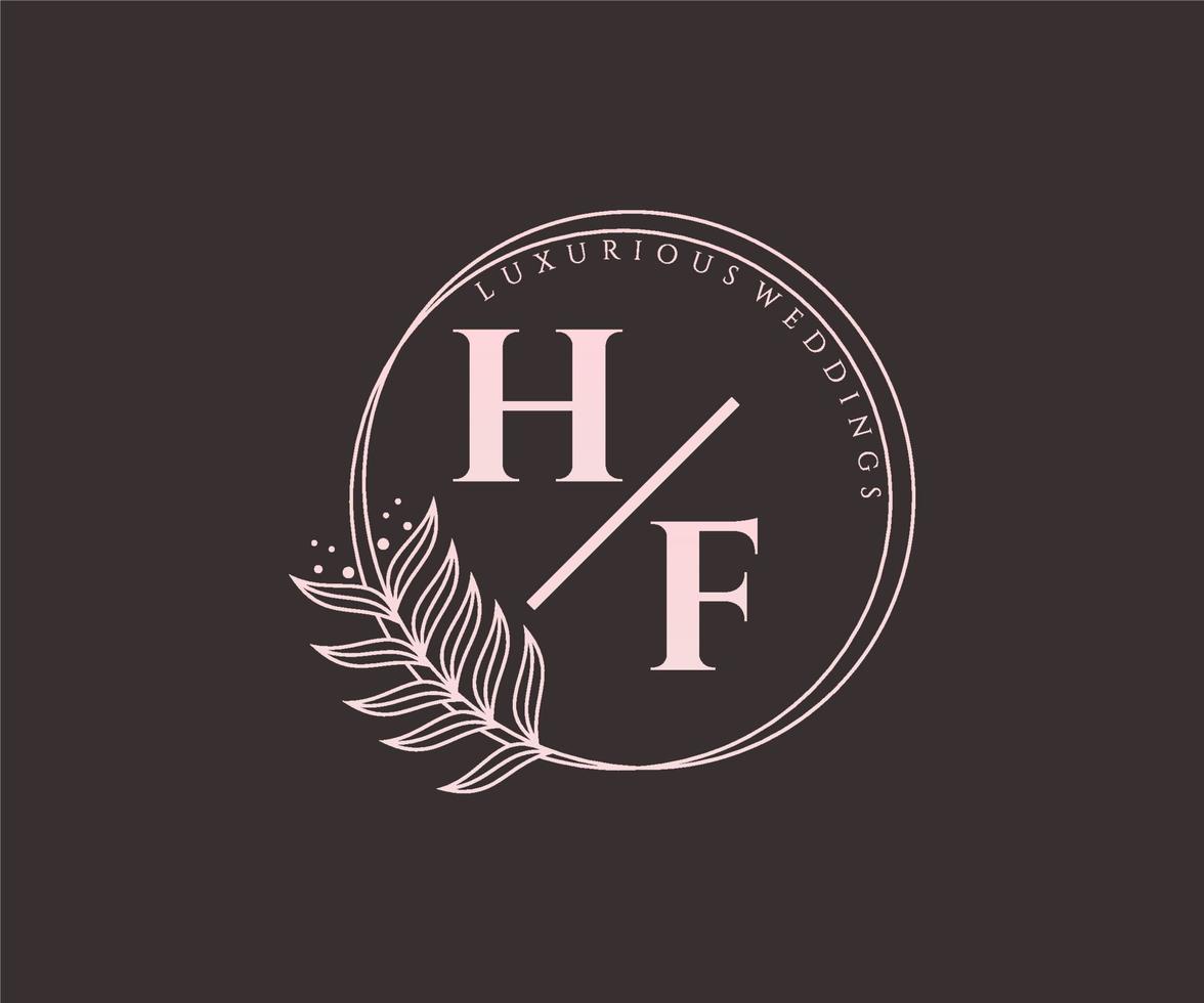 hf initialen brief bruiloft monogram logos sjabloon, hand- getrokken modern minimalistisch en bloemen Sjablonen voor uitnodiging kaarten, opslaan de datum, elegant identiteit. vector